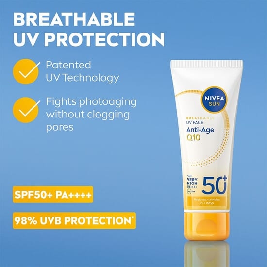 NIVEA SUN Solskydd ansikte UV Face Anti-Age Q10 SPF50+ 40 ml
