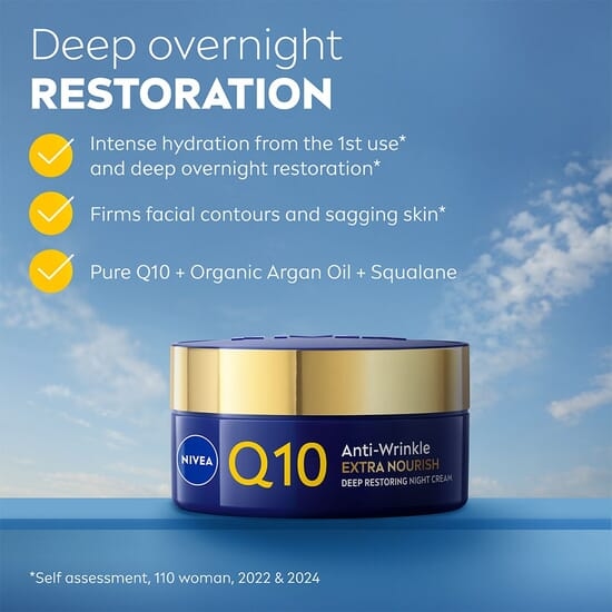 NIVEA Nattkräm Q10 Anti-Wrinkle Extra Nourish Night Cream 50 ml