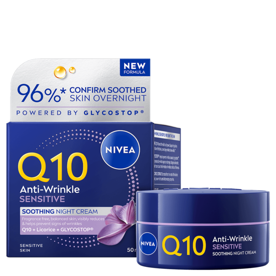 NIVEA Nattkräm Q10 Anti-Wrinkle Sensitive Soothing Night Cream 50 ml