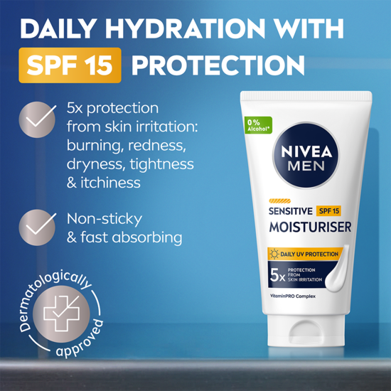 NIVEA MEN Ansiktskräm Sensitive Moisturiser SPF15 75 ml