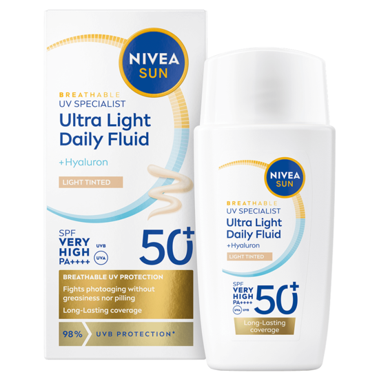 NIVEA SUN UV Face Specialist Ultra Light Daily Fluid, Light Tinted SPF 50+ 40 ml