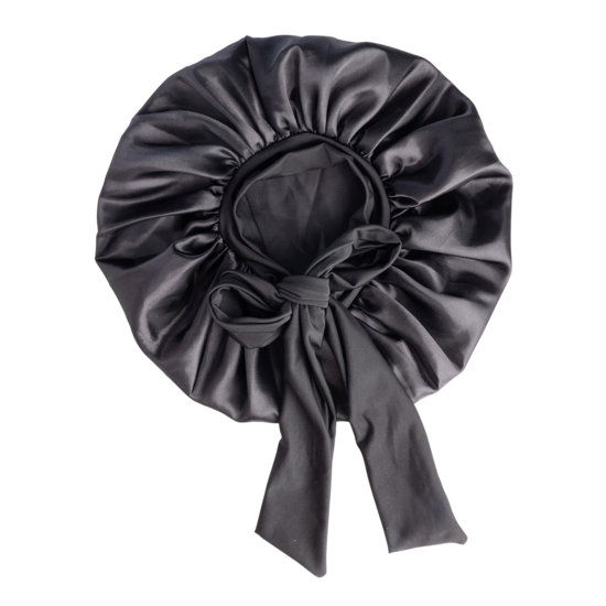 Cailap Hårmössa Bonnet i Satin Svart