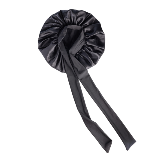 Cailap Hårmössa Bonnet i Satin Svart