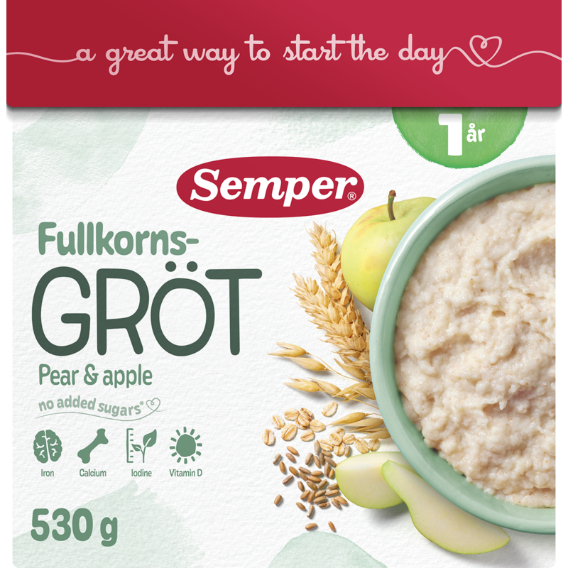 Semper Fullkornsgröt med Päron och Äpple 1 år 530 g