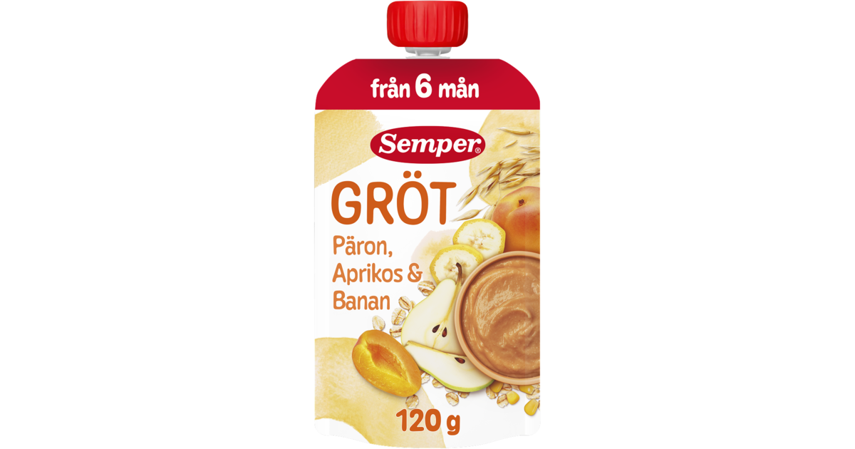 Köp Semper Ätklar Gröt med Päron, Aprikos & Banan 120 g | MEDS Apotek