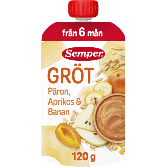 Semper Ätklar Gröt med Päron, Aprikos & Banan 120 g