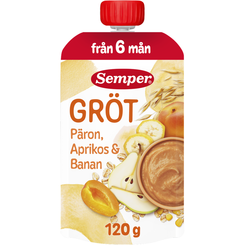 Semper Ätklar Gröt med Päron, Aprikos & Banan 120 g