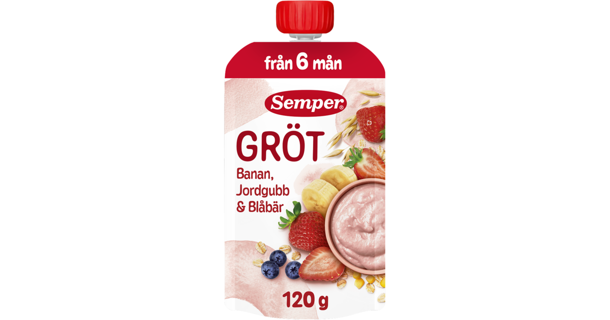 Köp Semper Ätklar Gröt med Jordgubb, Banan & Blåbär 120 g | MEDS Apotek