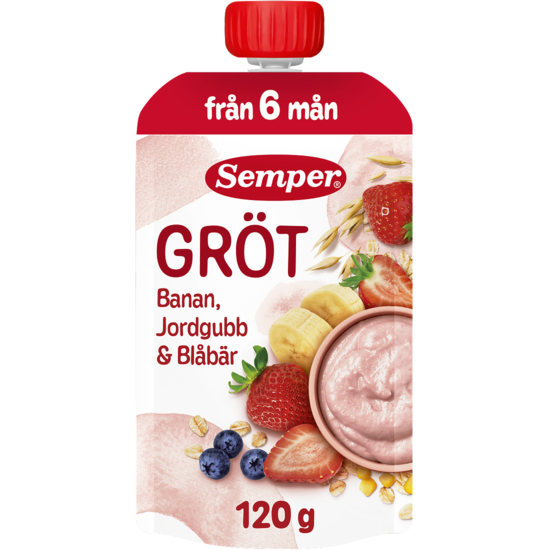 Semper Ätklar Gröt med Jordgubb, Banan & Blåbär 120 g
