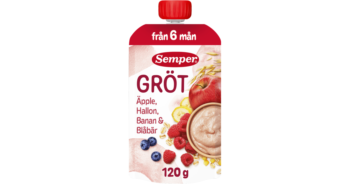 Köp Semper Ätklar Gröt med Hallon, Äpple, Banan & Blåbär 120 g | MEDS ...