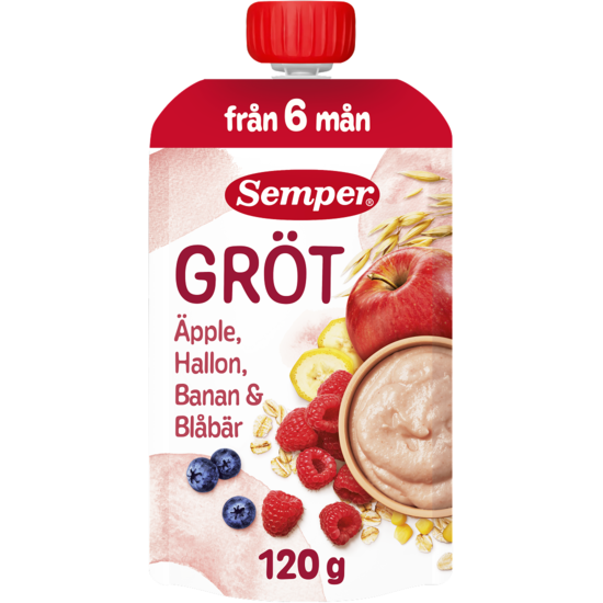 Semper Ätklar Gröt med Hallon, Äpple, Banan & Blåbär 120 g