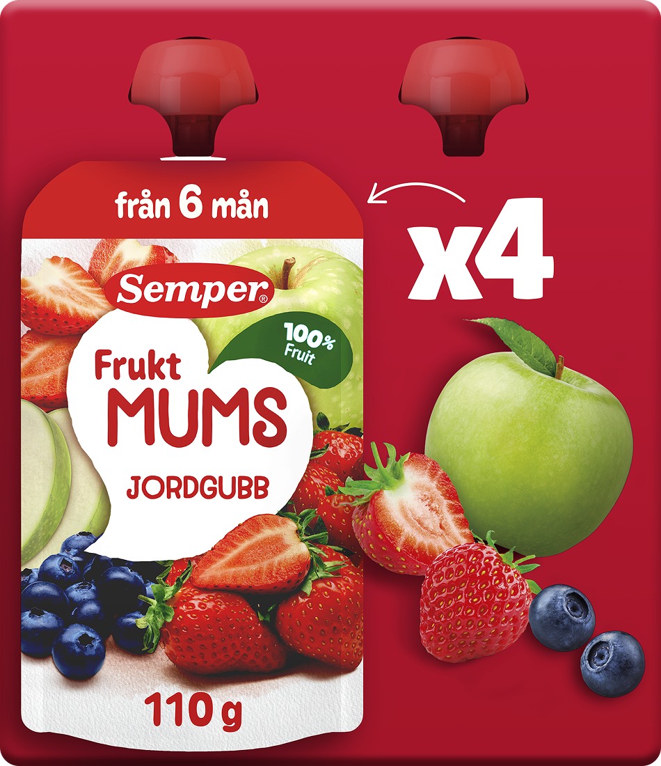 Semper Fruktmums Jordgubb 110 g 4-pack