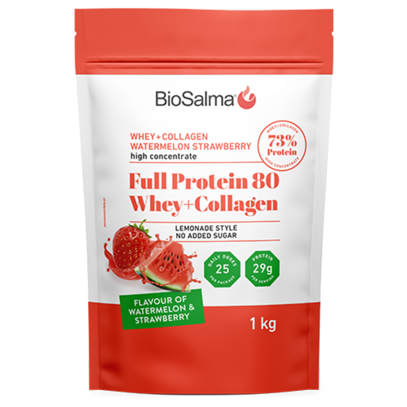 BioSalma Full Protein 80 Whey+Collagen Watermelon Strawberry 1000 g