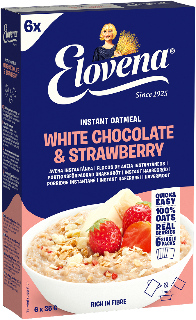 Elovena Havregrynsgröt Vit Choklad Jordgubb 210 g