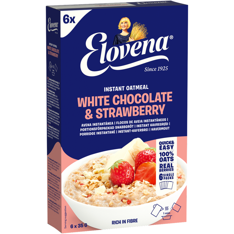 Elovena Havregrynsgröt Vit Choklad Jordgubb 210 g
