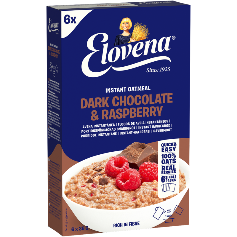 Elovena Havregrynsgröt Mörk Choklad Hallon 210 g