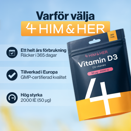 4HIM&HER Vitamin D3 50 µg/2000IU 365 tabletter