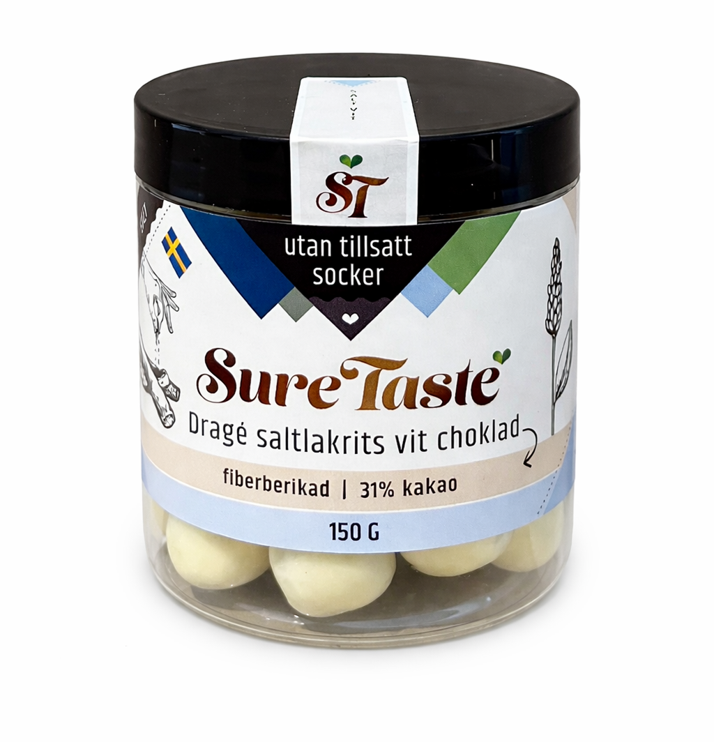 Sure Taste Saltlakrits Vit Choklad 150 g
