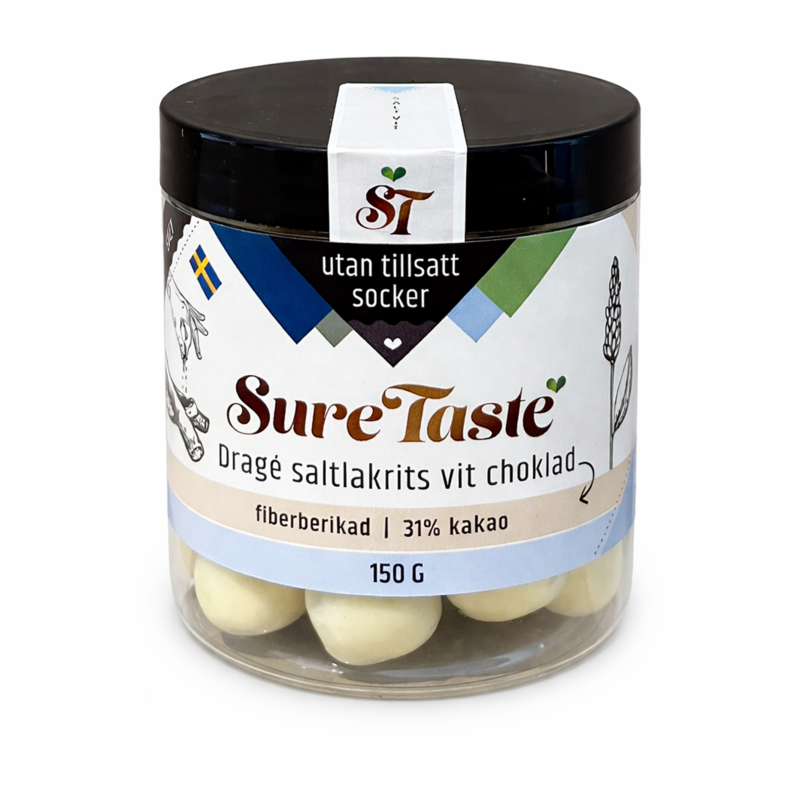 Sure Taste Saltlakrits Vit Choklad 150 g