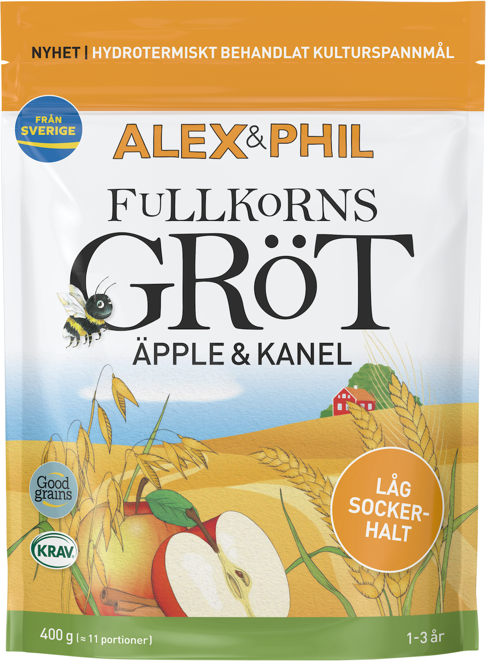 Alex&Phil Fullkornsgröt Äpple/kanel EKO 1-3 år 400 g