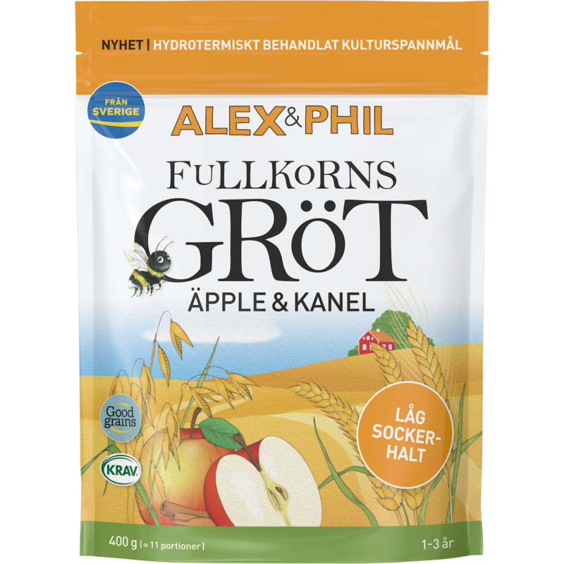 Alex&Phil Fullkornsgröt Äpple/kanel EKO 1-3 år 400 g