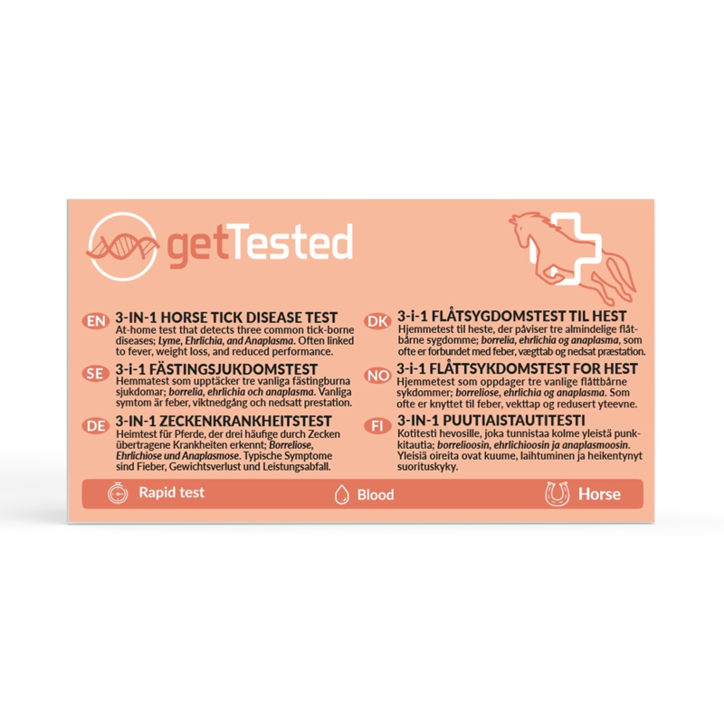 GetTested 3-i-1 Fästingsjukdomstest för Hästar