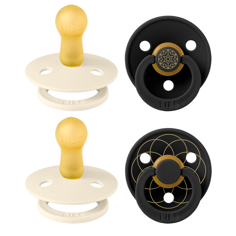BIBS Studio Colour Noor & Layl Latex Size 2 Ivory Gold Black Gold 4-pack