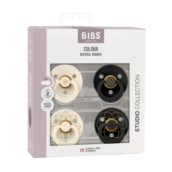 BIBS Studio Colour Noor & Layl Latex Size 2 Ivory Gold Black Gold 4-pack