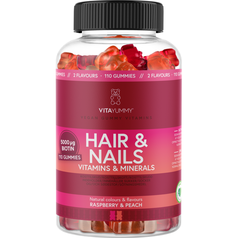 VitaYummy Hair & Nails Mix Raspberry & Peach 110 gummies