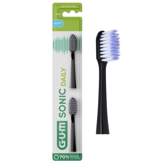 GUM Sonic Daily Batteritandborste Refill Soft Svart 2 st