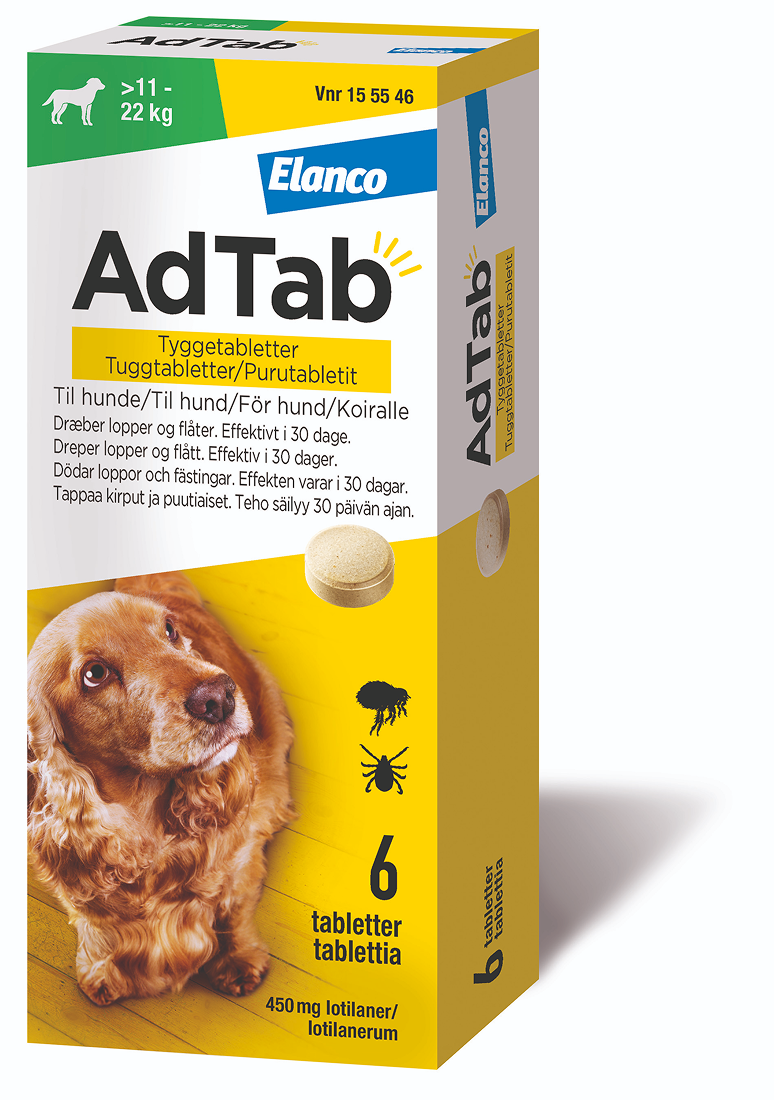 AdTab 450 mg Tuggtabletter för Hund > 11–22 kg 6 st