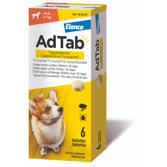 AdTab 225 mg Tuggtabletter för Hund > 5,5–11 kg 6 st