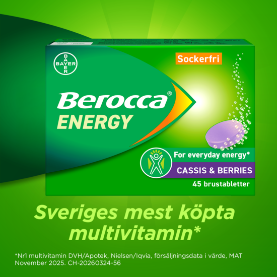 Berocca Energy Cassis & Berries 45 brustabletter