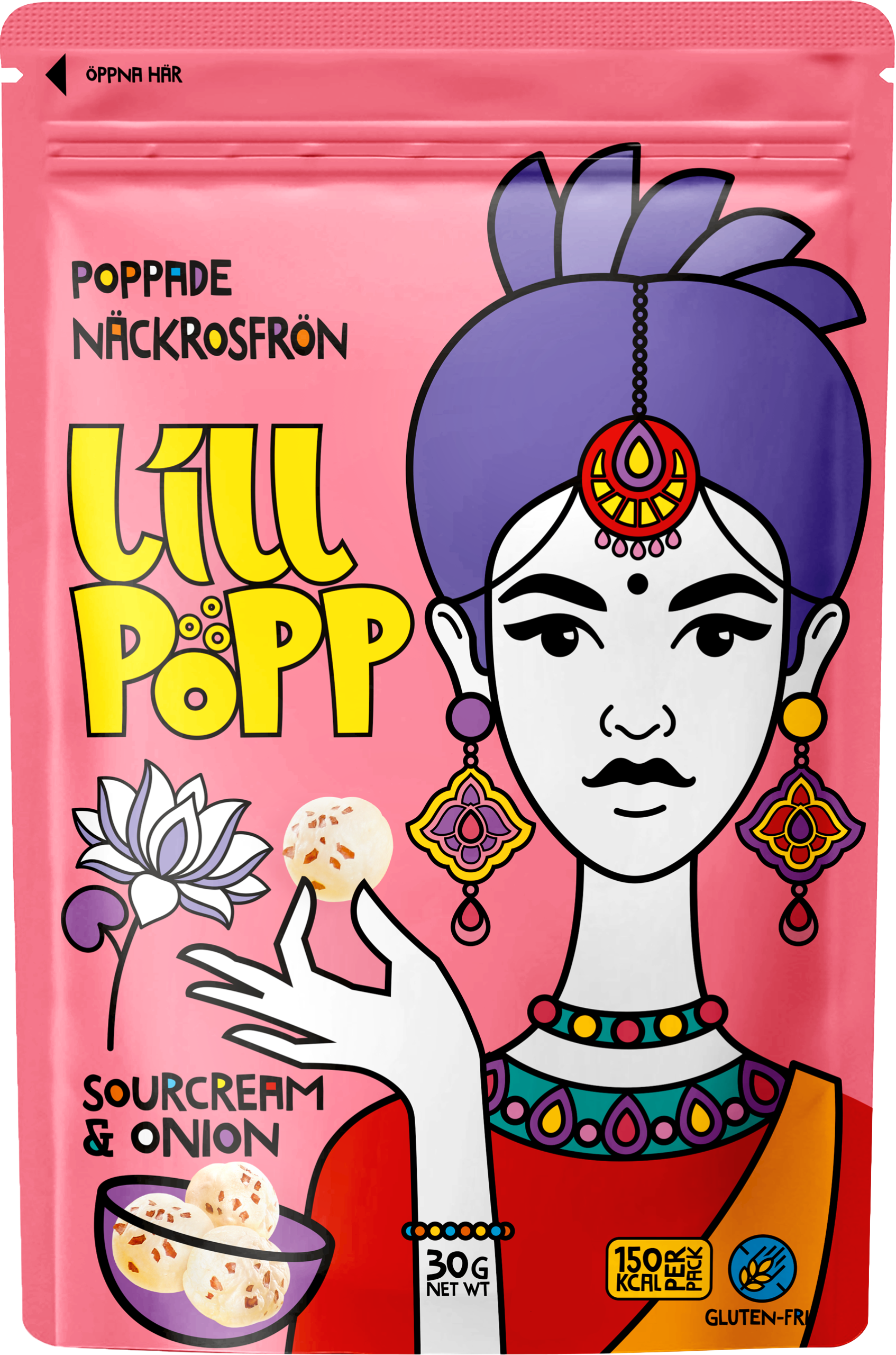 Lill Popp Poppade Näckrosfrön Sour Cream & Onion 30 g