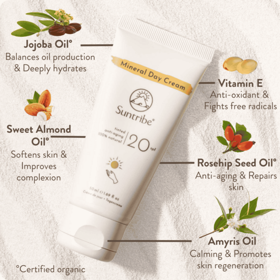 Suntribe Dagkräm med Naturliga Mineraler SPF20 Tonad 50 ml