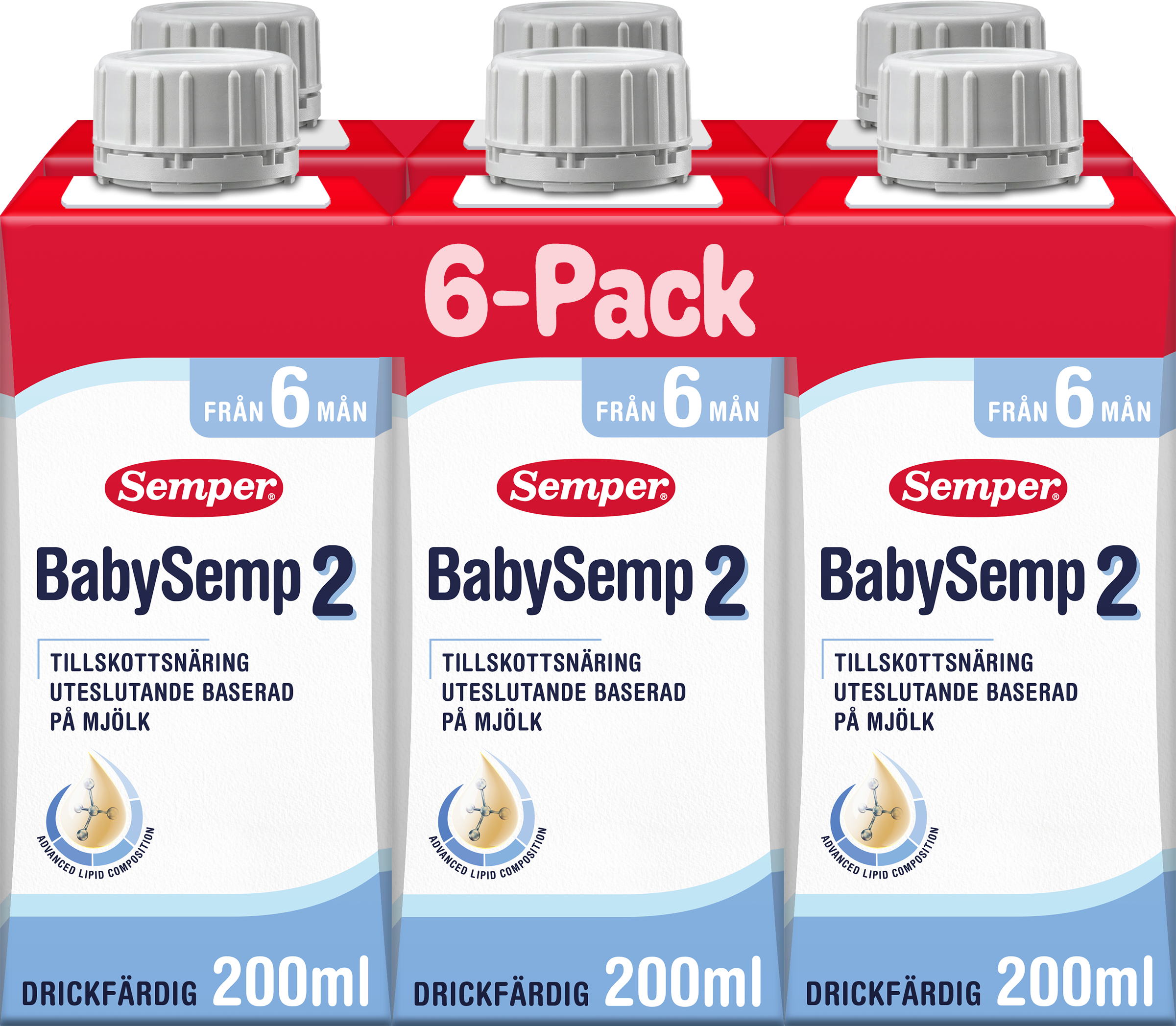 Semper BabySemp 2 Drickfärdig 6 mån 6 x 200 ml