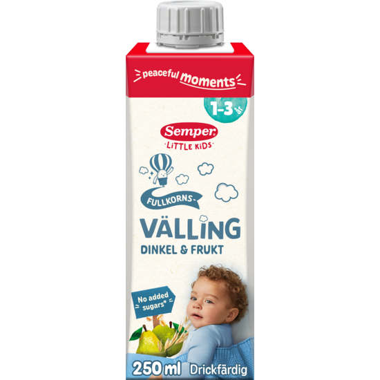 Semper Drickfärdig Fullkornsvälling Dinkel & Frukt 1-3 år 250 ml