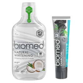 Biomed Charcoal Tandkräm + Natural Whitening Munskölj