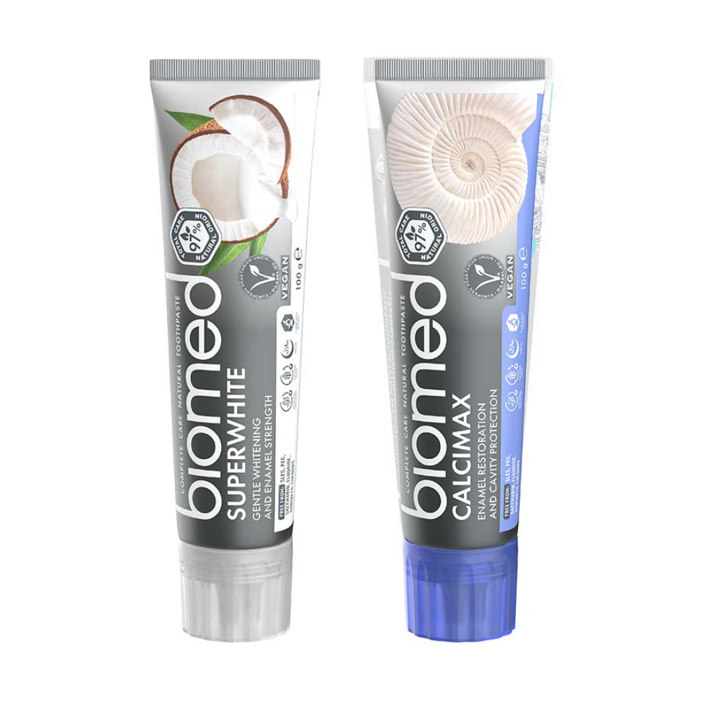 Biomed Superwhite + Calcimax Tandkrämduo