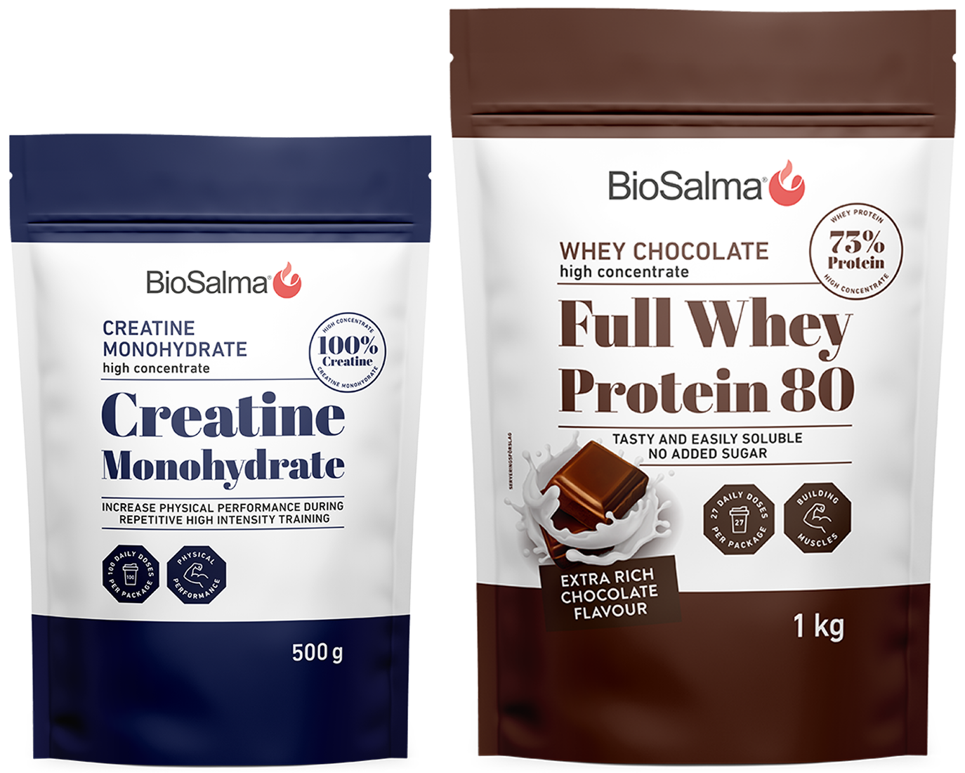BioSalma Kreatin + Vassleprotein Styrkestack