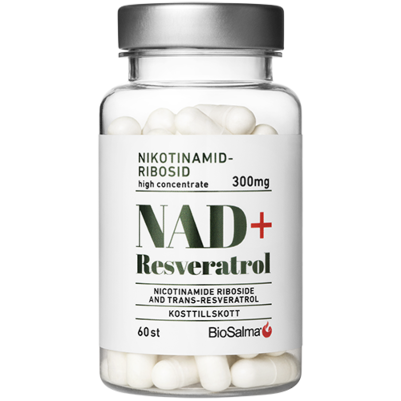 Köp 2 få 25% | BioSalma NAD+ 300 mg +Reservatrol 60 kapslar