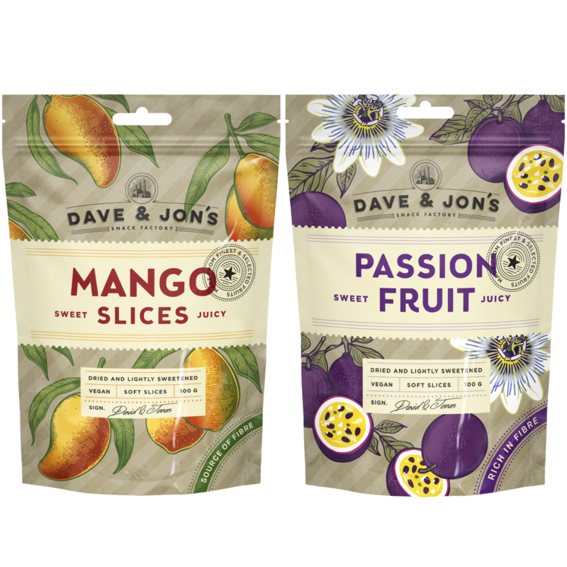Dave & Jon´s Dave & Jons Mango + Passionsfrukt Fruktsnacksduo