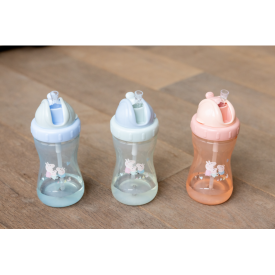 Nuby Peppa Pig Evie Straw Cup Flip Cap 320 ml Pi/Bl/Gr +12m