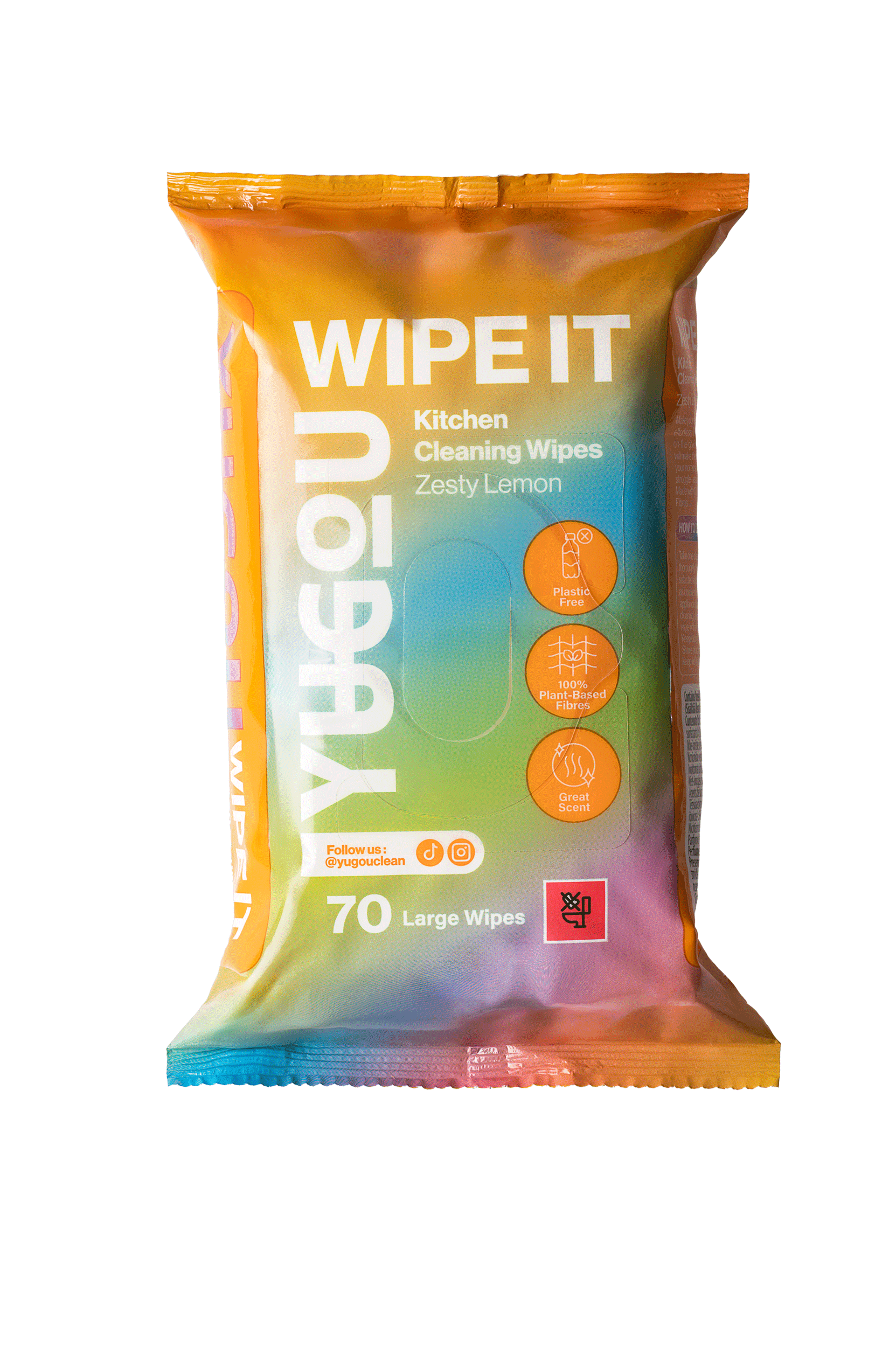 YUGOU WIPE IT Kitchen Cleaning Wipes Zesty Lemon 70 st