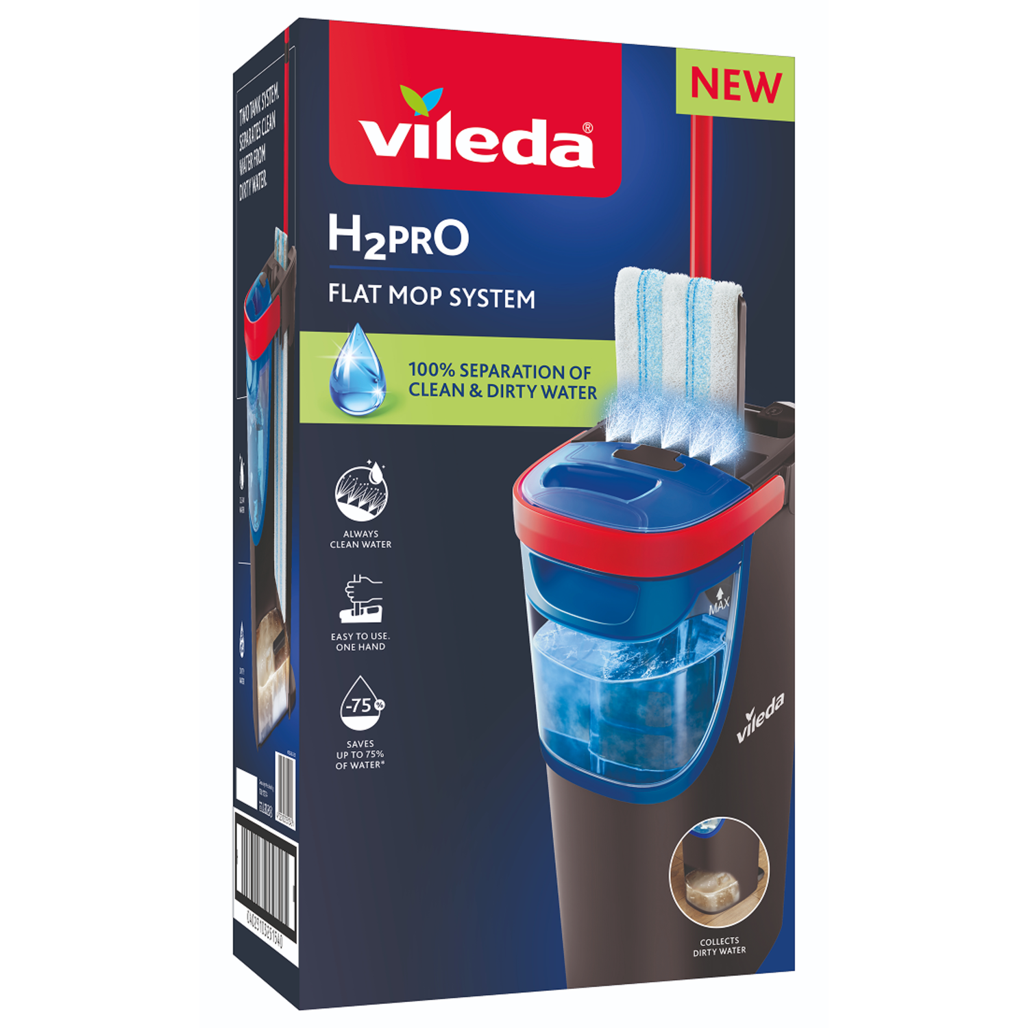Alternativ bild 1 för Vileda 175775 H2PRO Flat Mop Golvrengöring 1 st