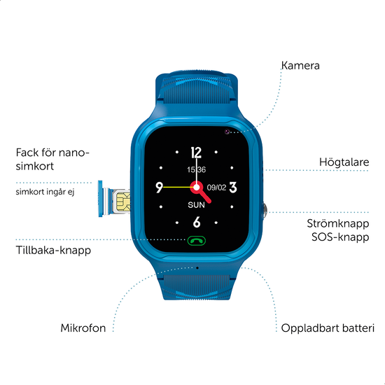Zazu Smartwatch 4G för barn Blå