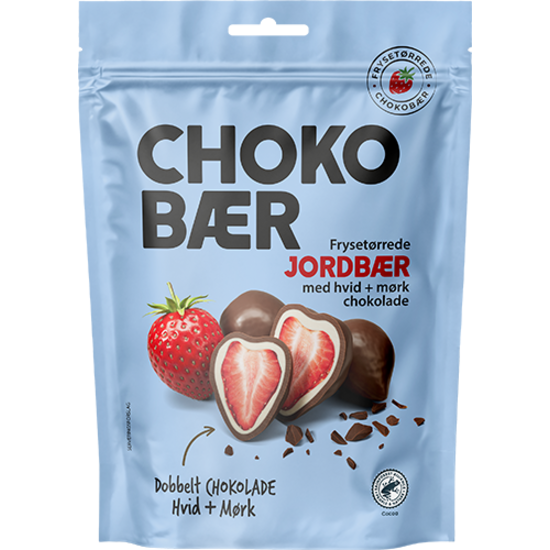 Nordthy Choco baer Frystorkade jordgubbar med Vit choklad & Mörk choklad 90 g