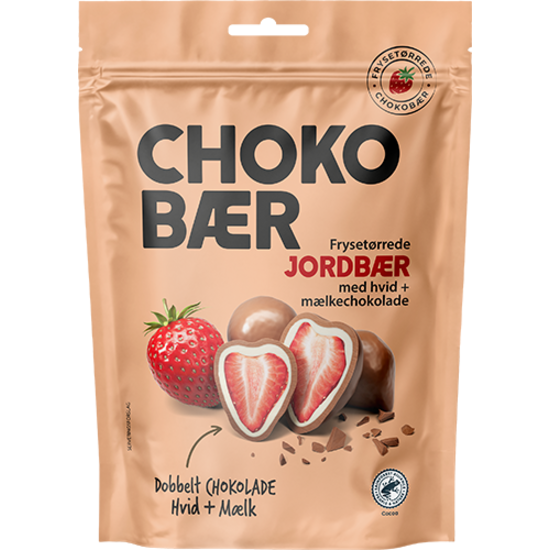 Nordthy Choco baer Frystorkade jordgubbar med Vit choklad & Mjölkchoklad 90 g