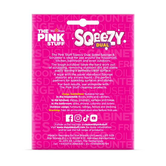 The Pink Stuff SQeeZY Dual Side Sponge & Scrub 1 st