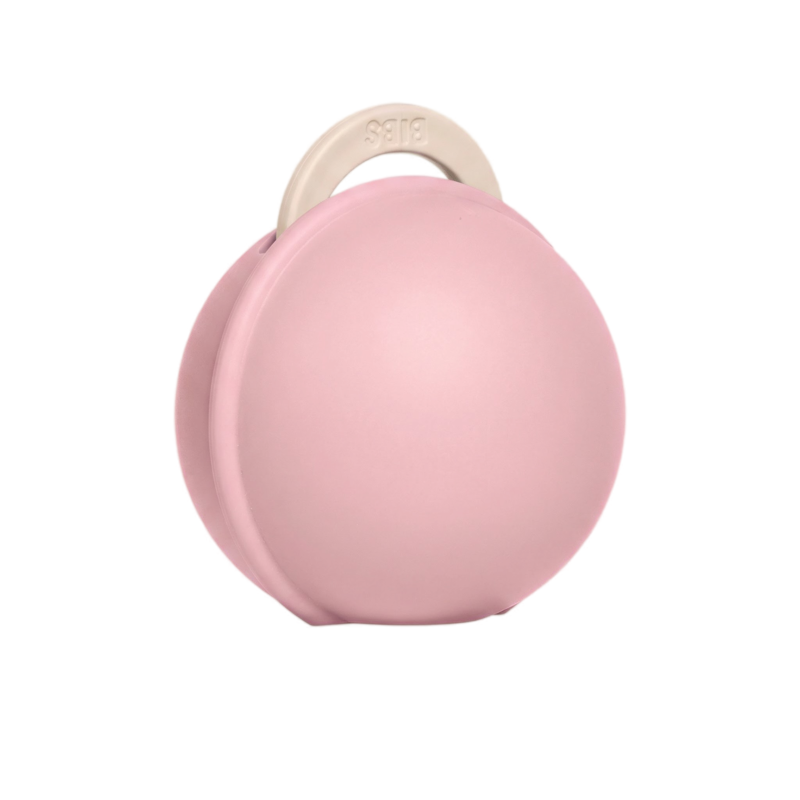 BIBS Colour Pacifier Round Latex Size 2 Petal & Pacifier Case Mini Baby Pink